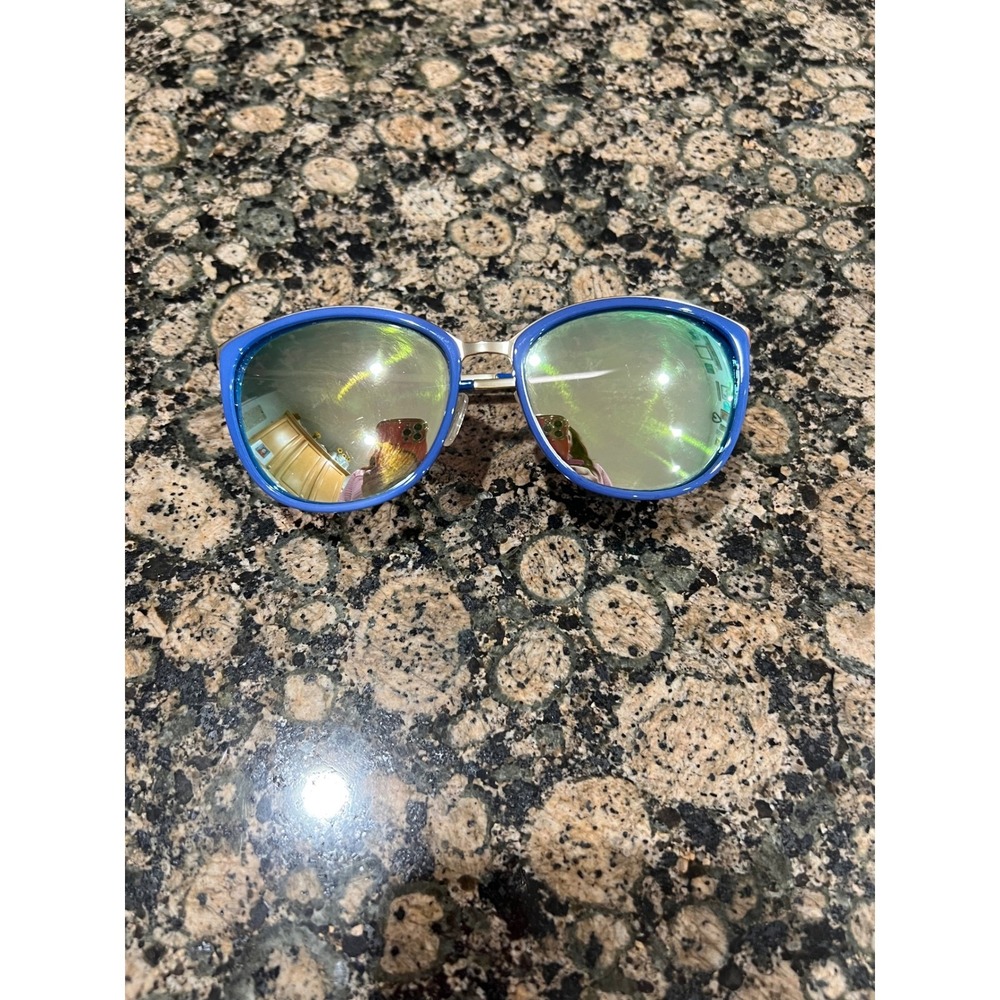 Perverse Blue Mirrored Sunglasses Gold Temples Green Lens Fashion Eyewear